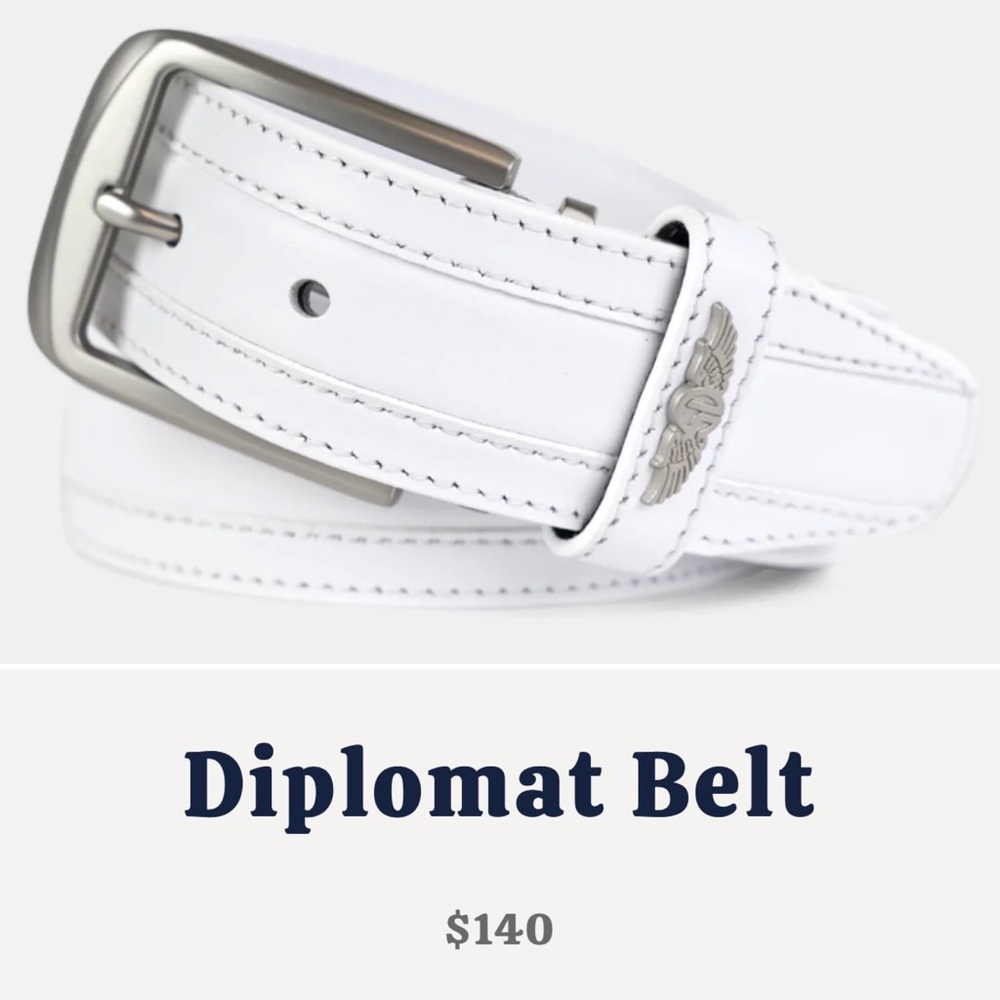 {Straight Down} Diplomat Leather Belt | light grey sz 34